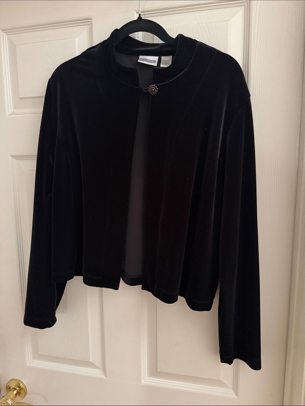 Chico's Black Velvet Open-Front Evening Jacket